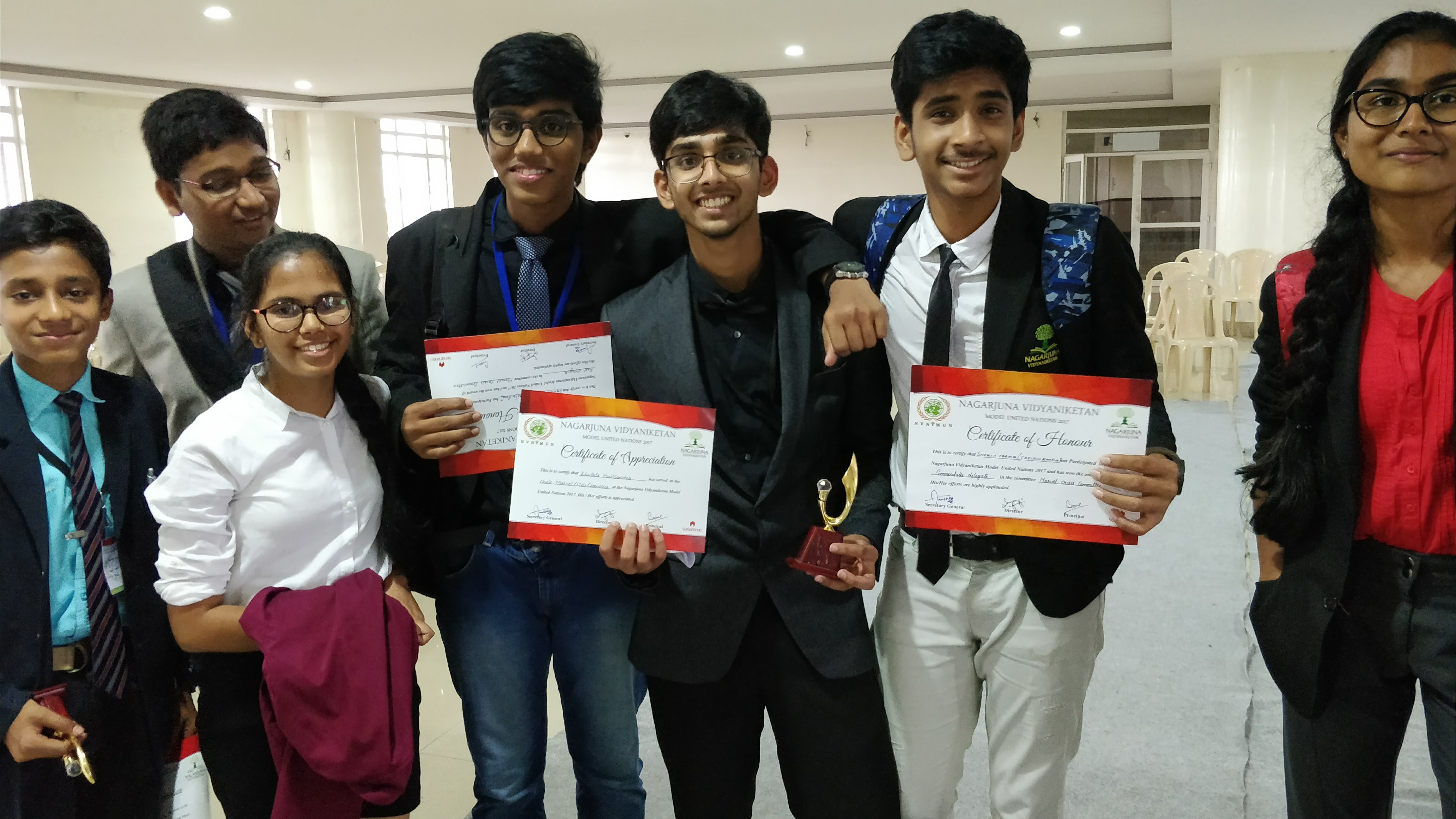 Model UN award ceremony with certificates