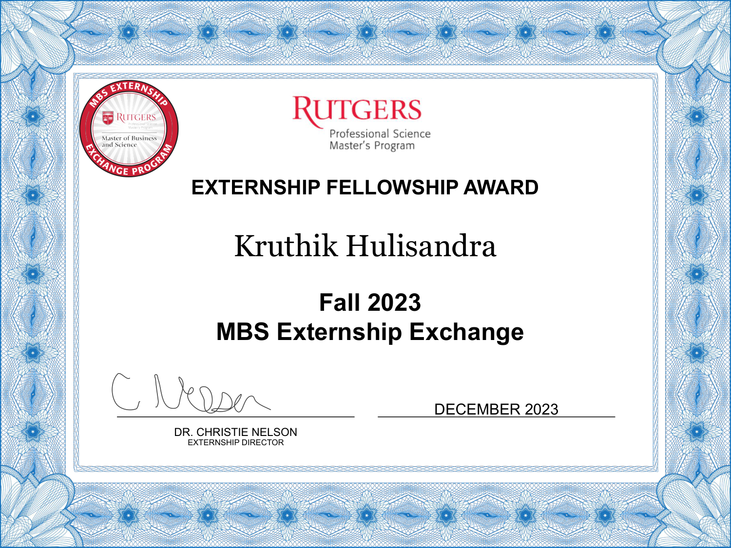 Philadelphia Phillies Externship Certificate